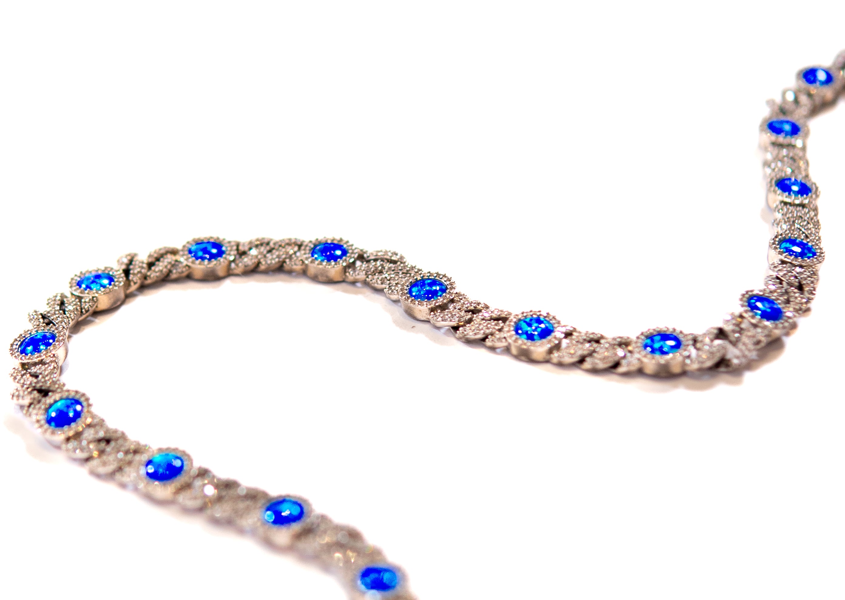 Opal Blue Cuban Link Chain
