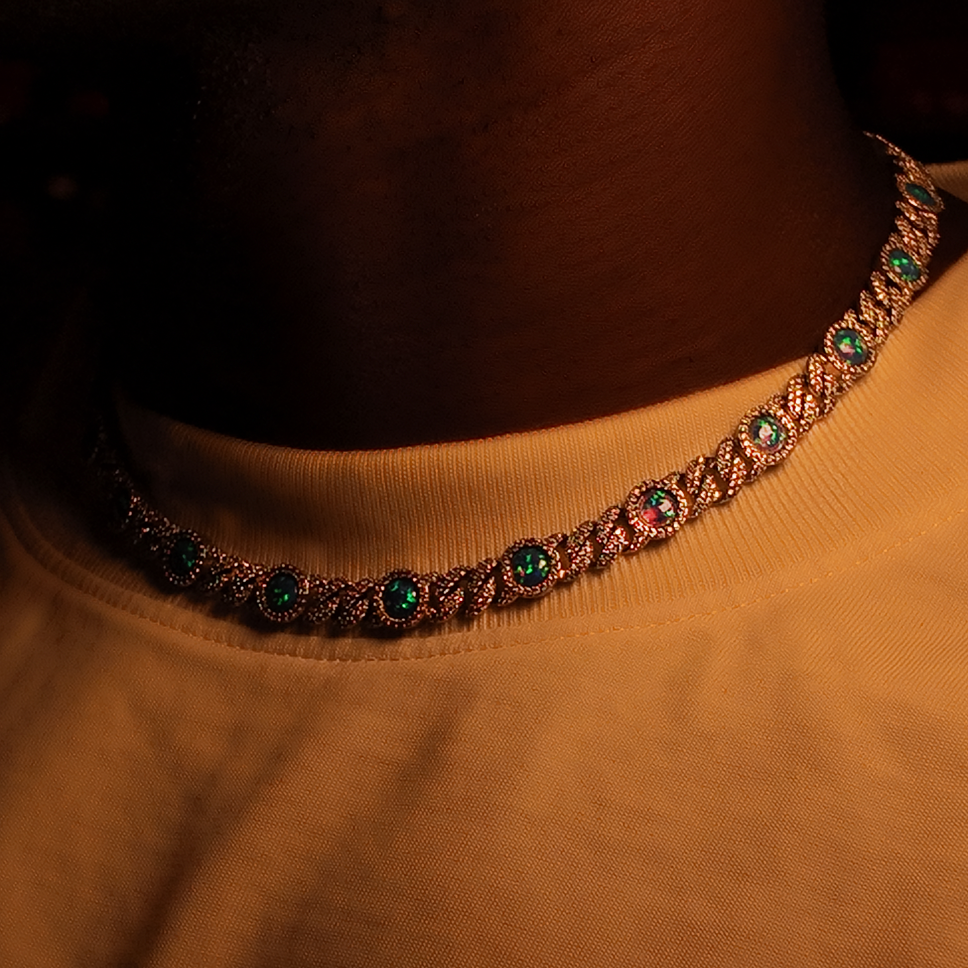 Opal Blue Cuban Link Chain