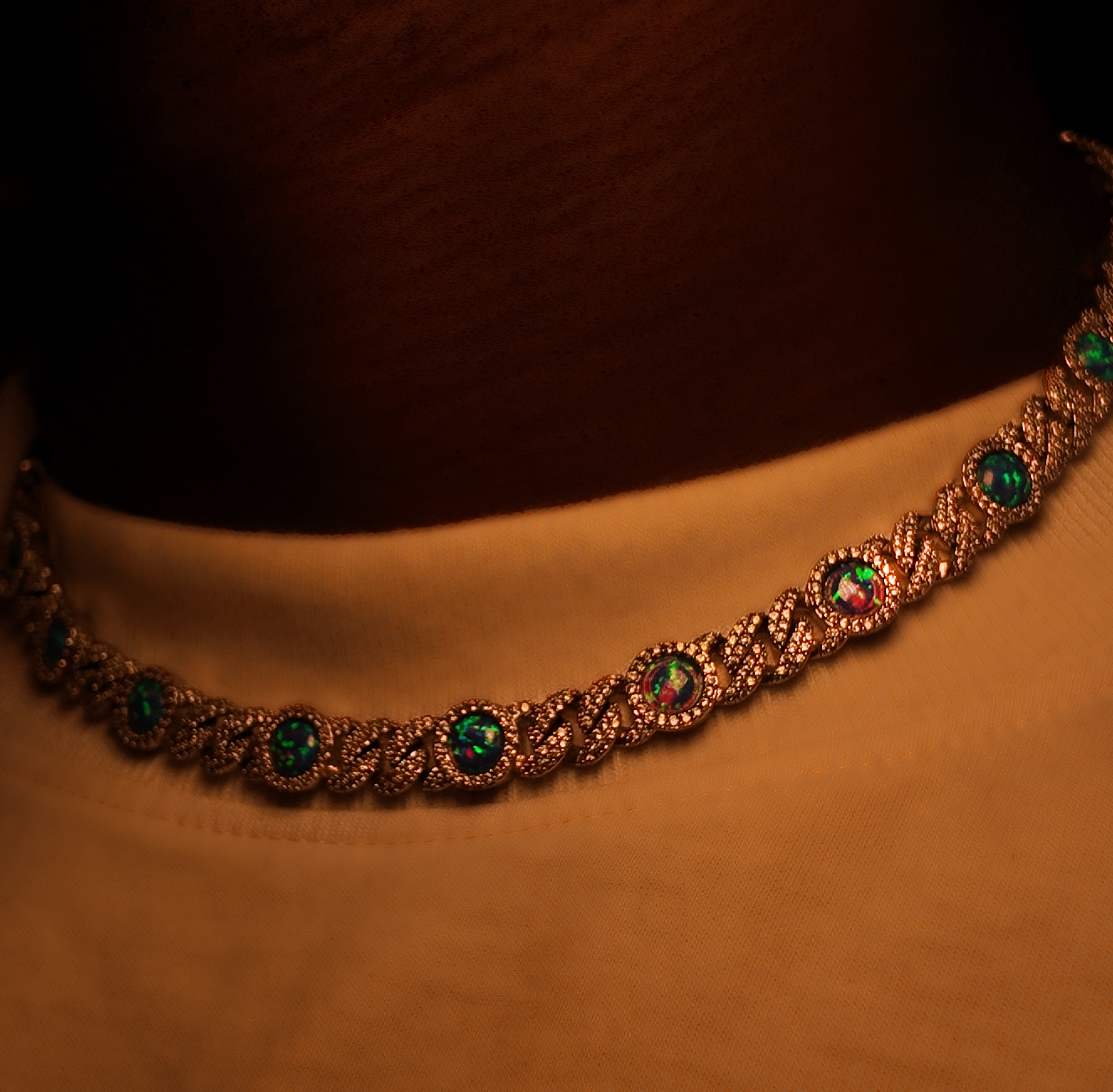 Opal Blue Cuban Link Chain